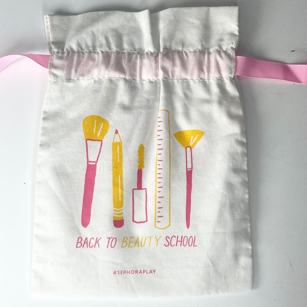 Sephora Back to Beauty School Drawstring Cloth MakeUp Delicates Travel Bag New